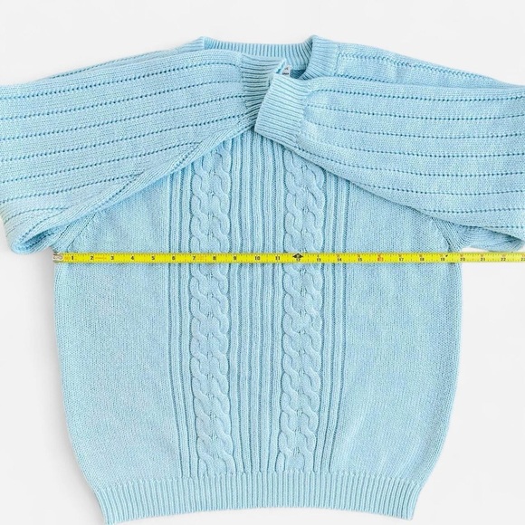 Vintage Prestige Global Pastel Blue Acrylic Knit Sweater - Picture 3 of 5